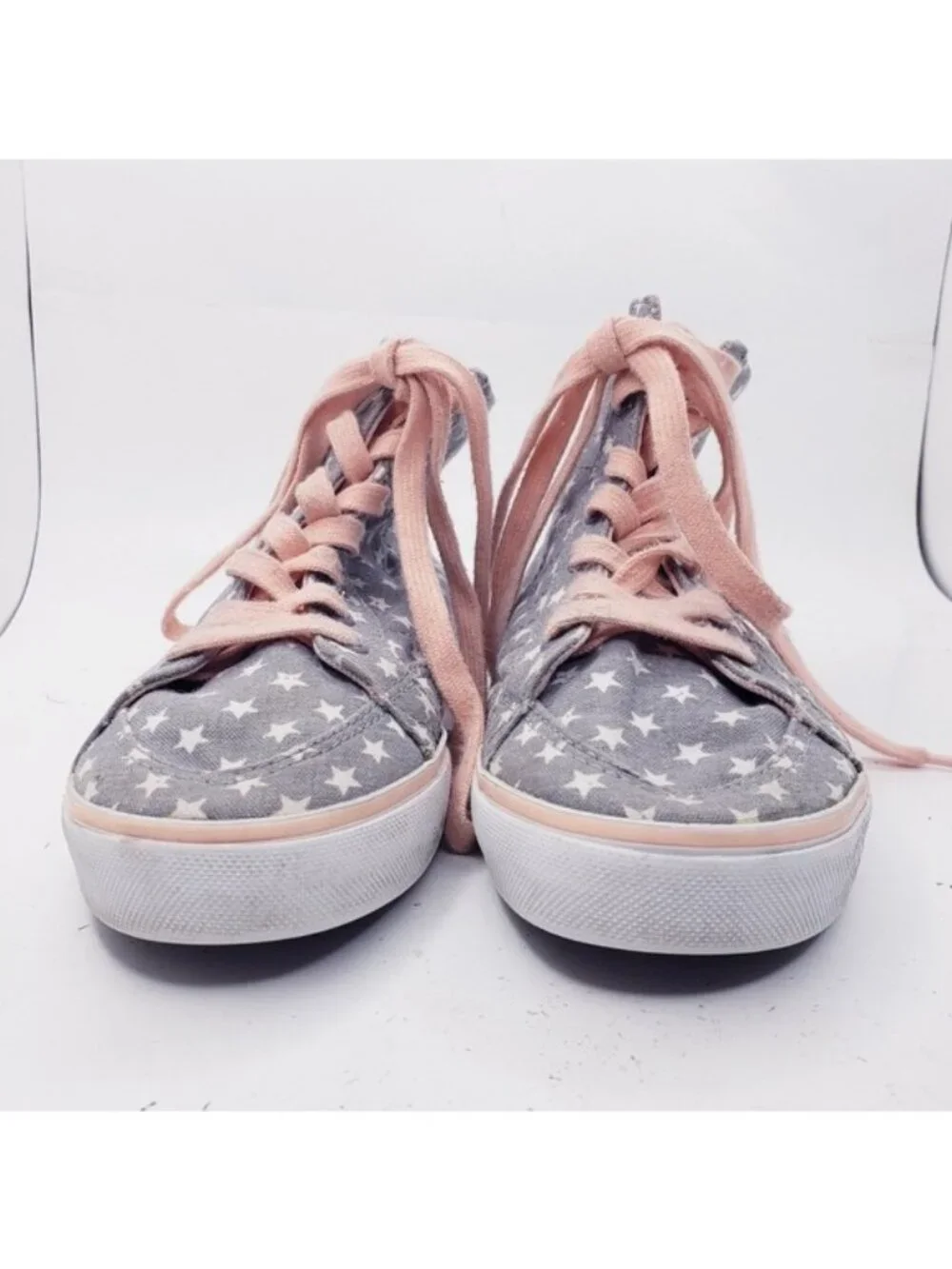 Vans Gray & Pink Star Corrie Hi Top Lace Up Sneakers Shoes Girls Youth Size 2.5